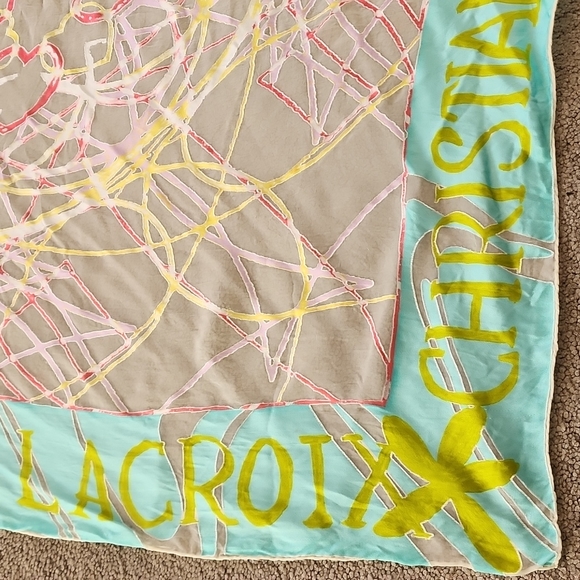 Vintage Christian Lacroix Paris Silk Scarf Sheer with Hearts - Picture 4 of 16